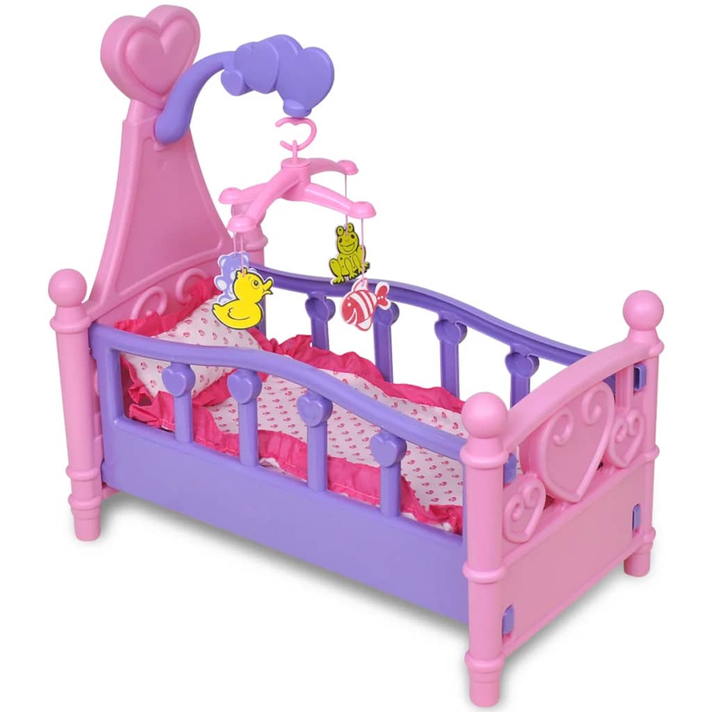 Lit de poupée pour chambre d'enfants Rose et violet