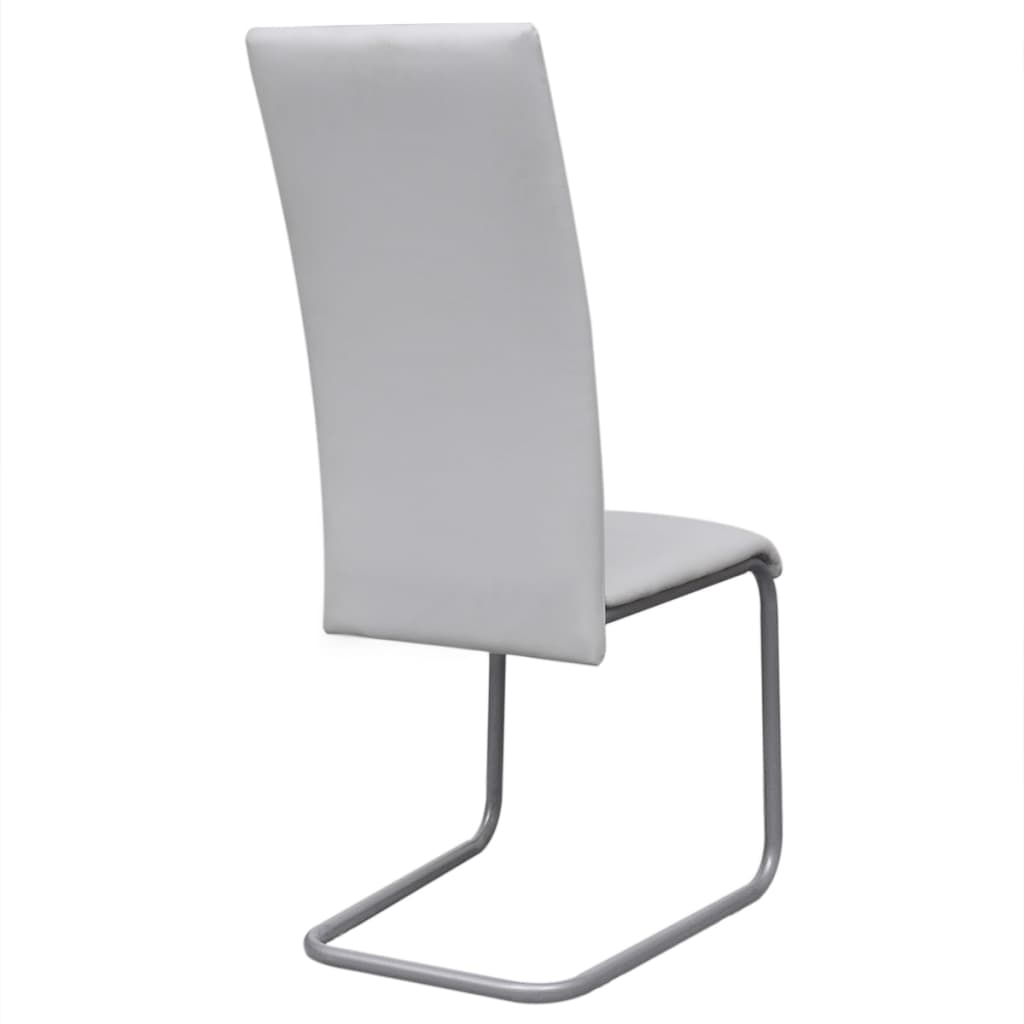 Chaises à manger cantilever lot de 6 blanc similicuir