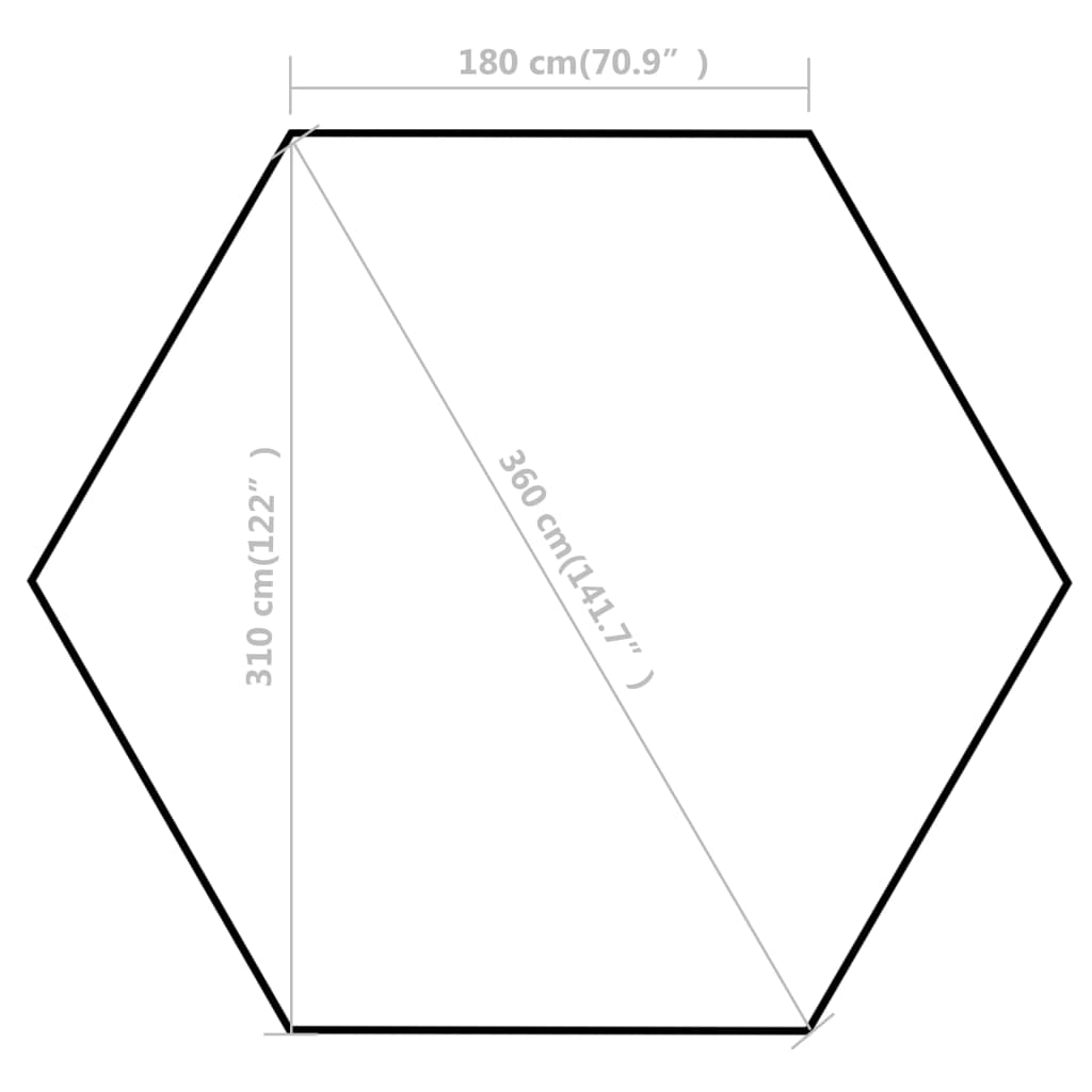 Chapiteau hexagonal et 6 parois latérales 3,6x3,1 m Blanc crème