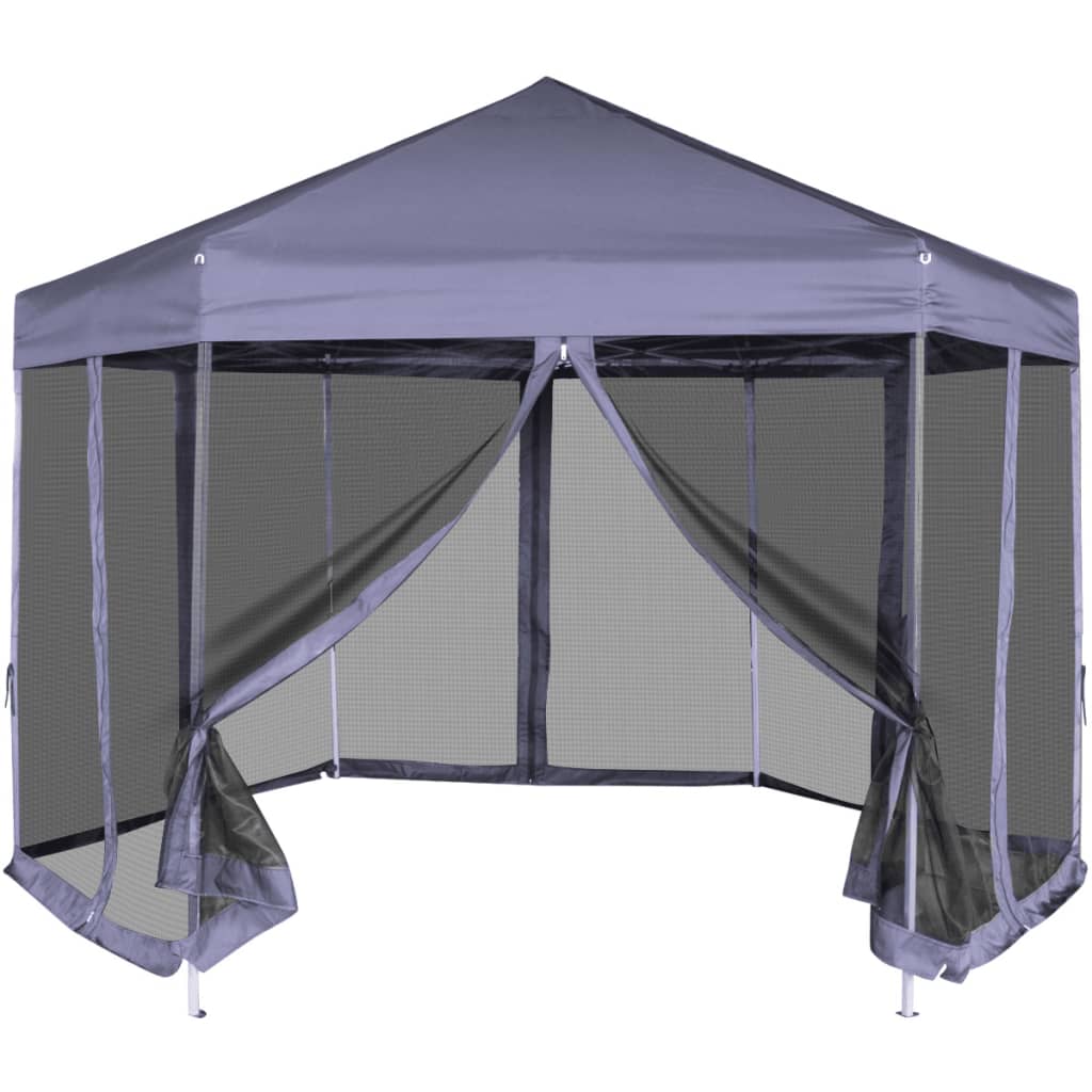 Chapiteau hexagonal avec 6 parois latérales 3,6x3,1m Bleu foncé