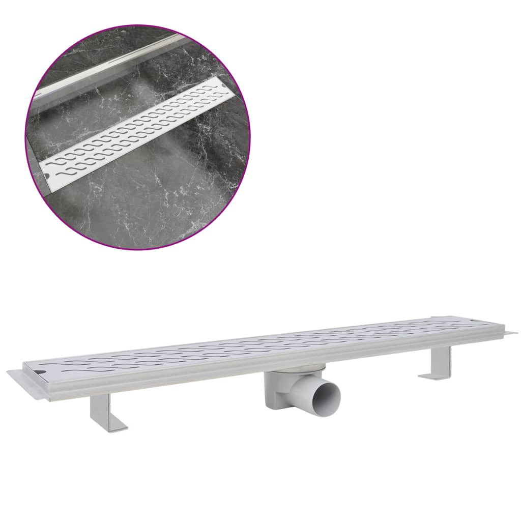 Drain de douche linéaire 730 x 140 mm en acier inoxydable