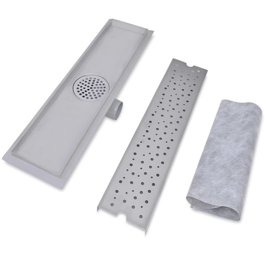 Drain de douche linéaire 530 x 140 mm en acier inoxydable