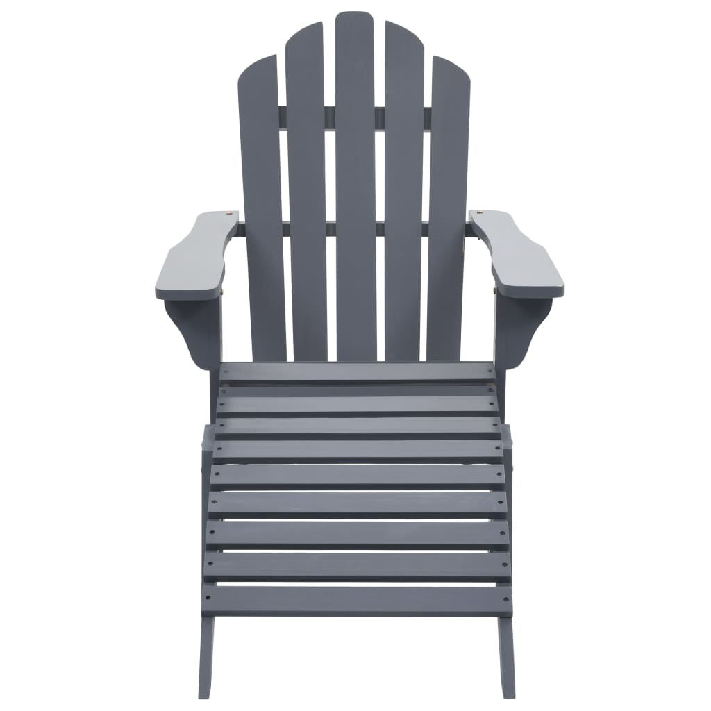 Chaise de jardin avec pouf Bois Gris
