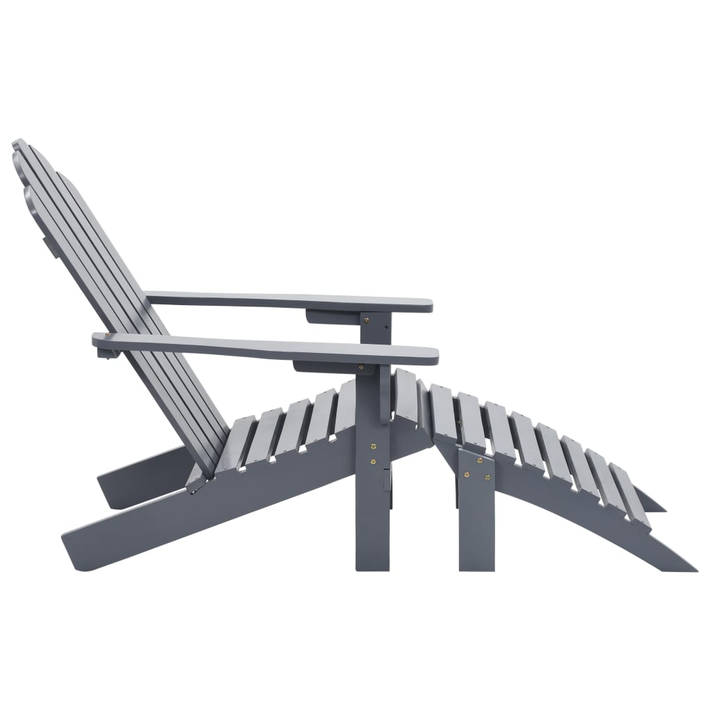 Chaise de jardin avec pouf Bois Gris