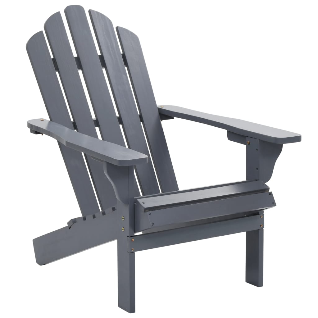 Chaise de jardin avec pouf Bois Gris