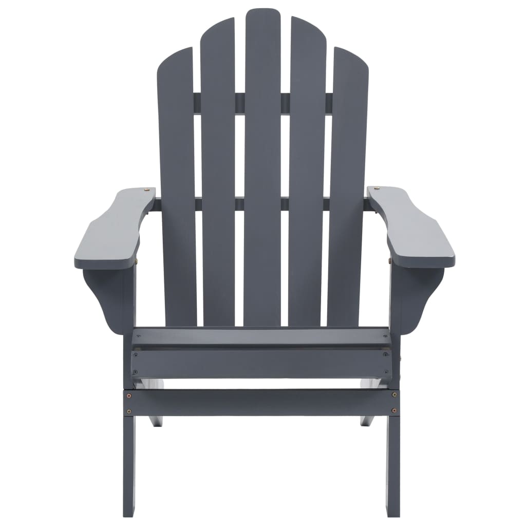 Chaise de jardin avec pouf Bois Gris