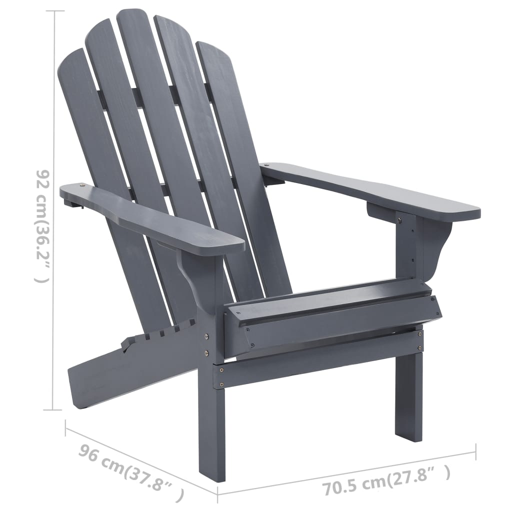 Chaise de jardin avec pouf Bois Gris