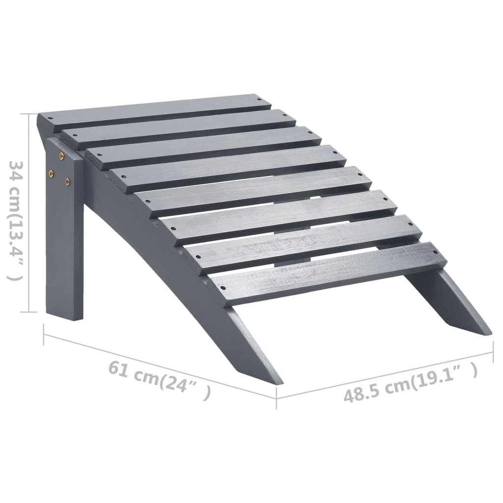 Chaise de jardin avec pouf Bois Gris