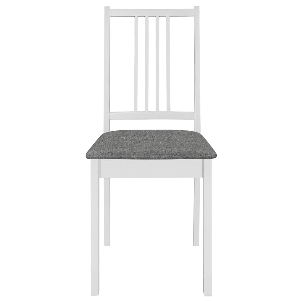 2 pcs Chaises à dîner avec coussins Blanc Bois solide