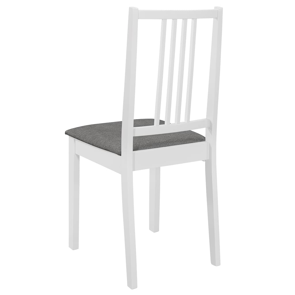 2 pcs Chaises à dîner avec coussins Blanc Bois solide