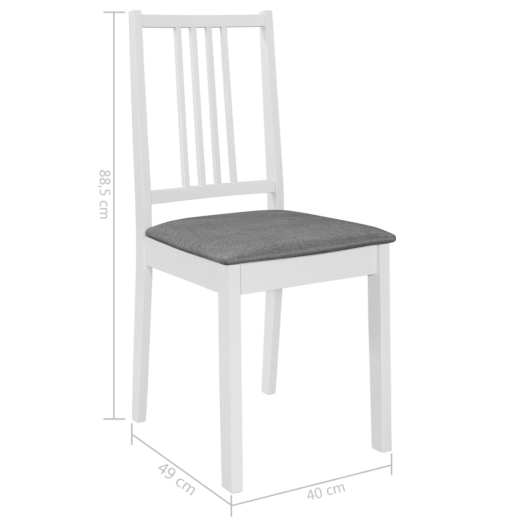 2 pcs Chaises à dîner avec coussins Blanc Bois solide