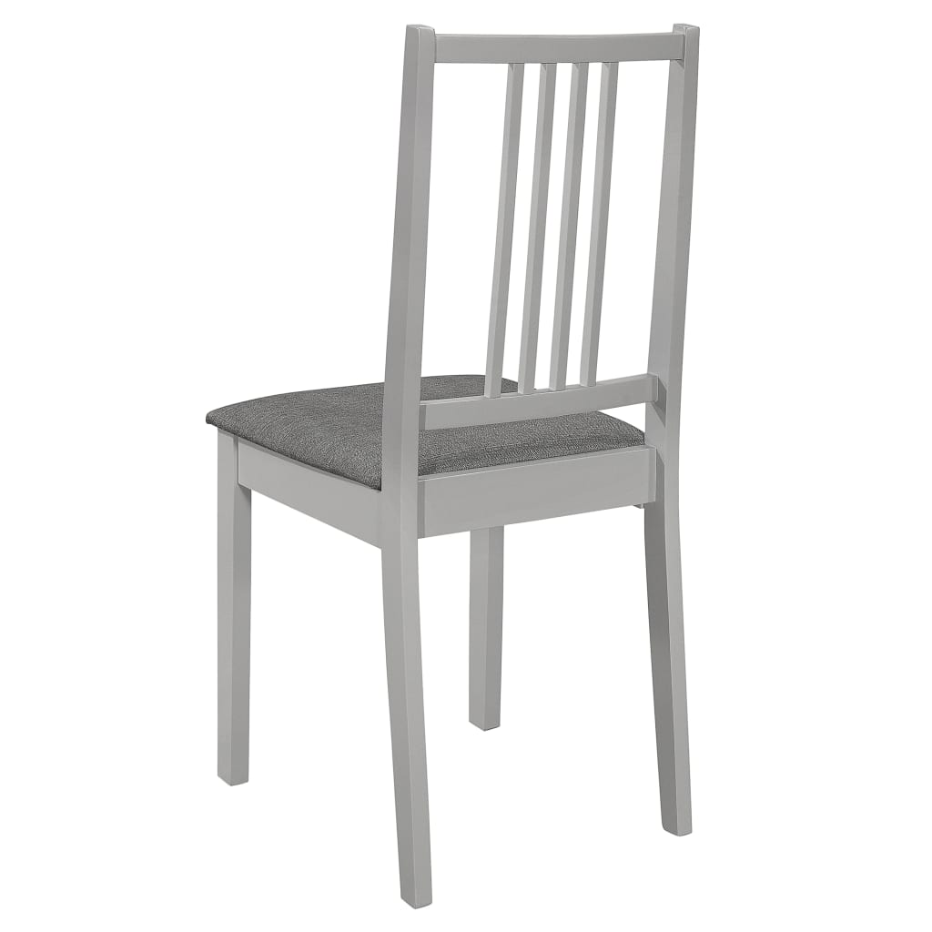 Chaises à manger avec coussins lot de 4 gris bois solide