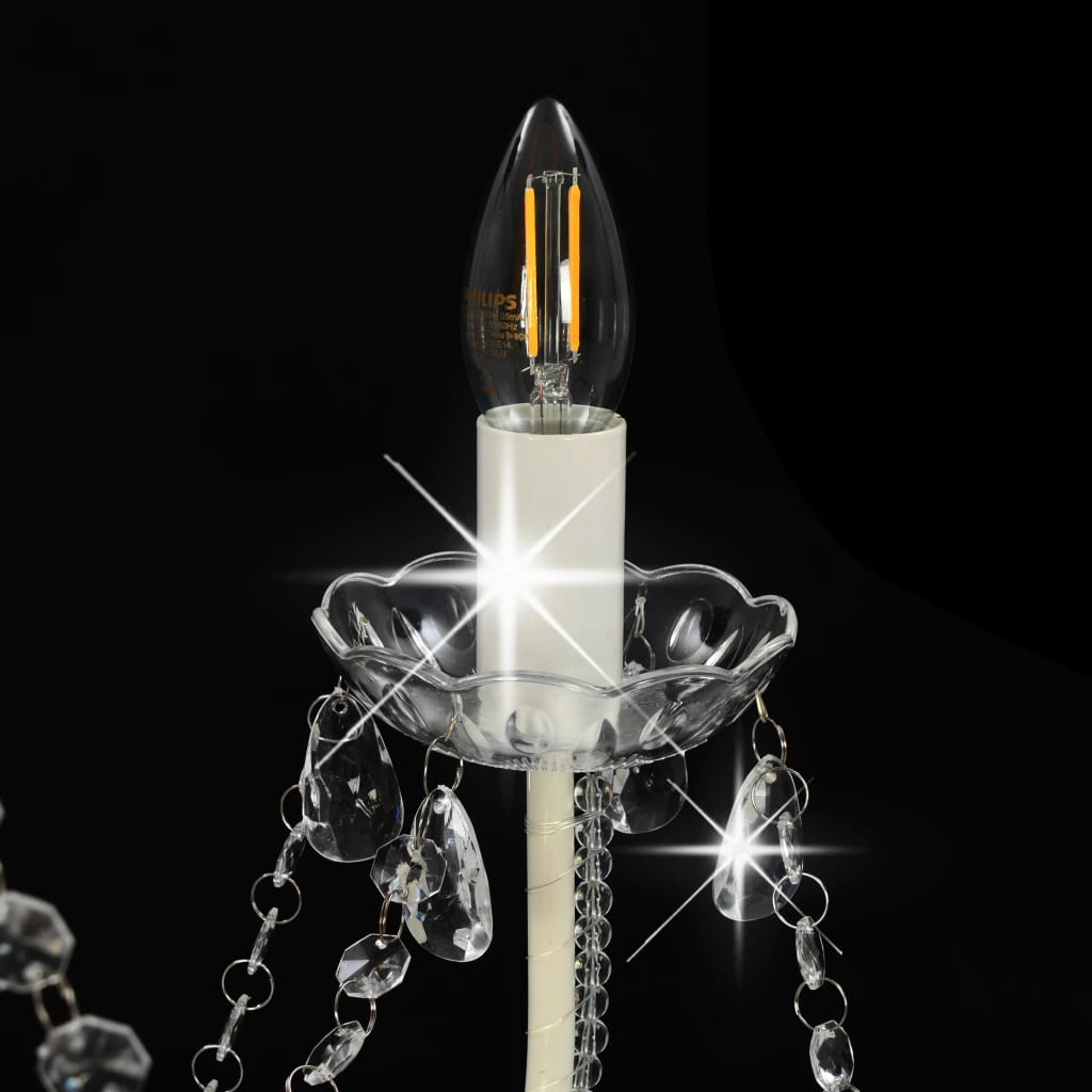 Lustre avec perles Blanc 8 ampoules E14