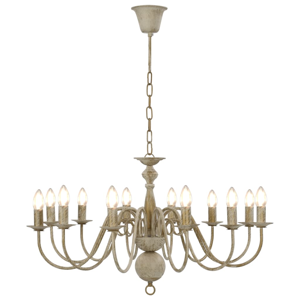 Lustre Blanc antique 12 ampoules E14