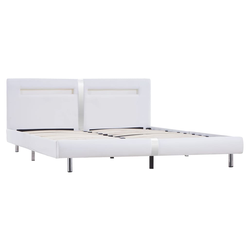 Cadre de lit avec LED Blanc Similicuir 180 x 200 cm
