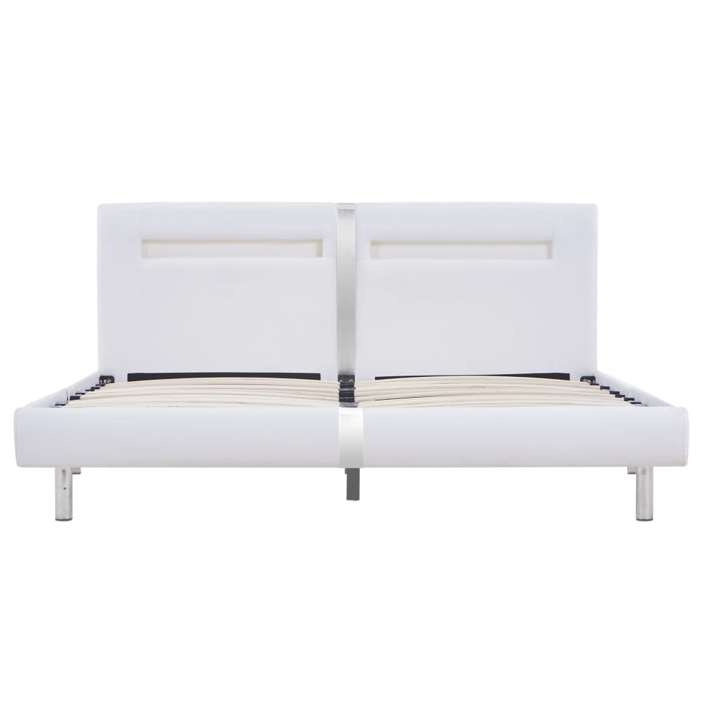 Cadre de lit avec LED Blanc Similicuir 180 x 200 cm