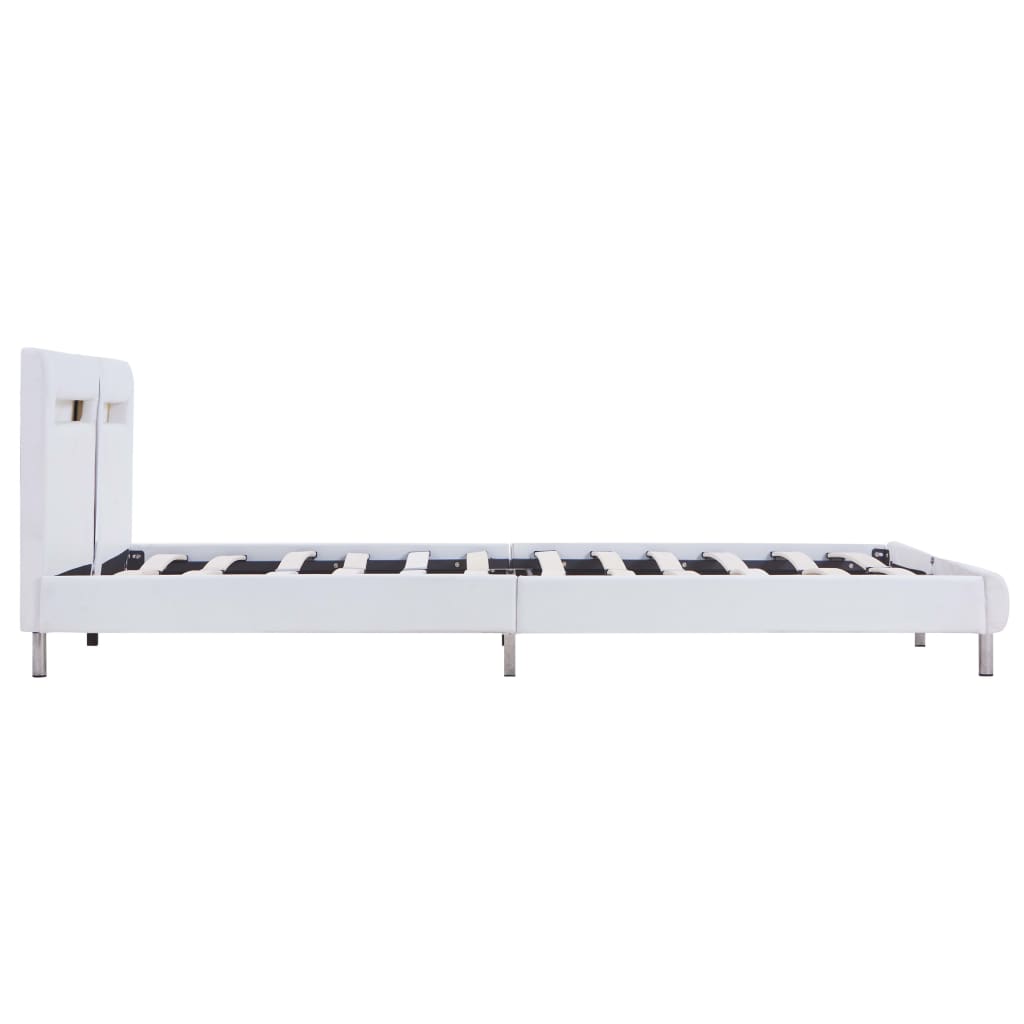 Cadre de lit avec LED Blanc Similicuir 180 x 200 cm