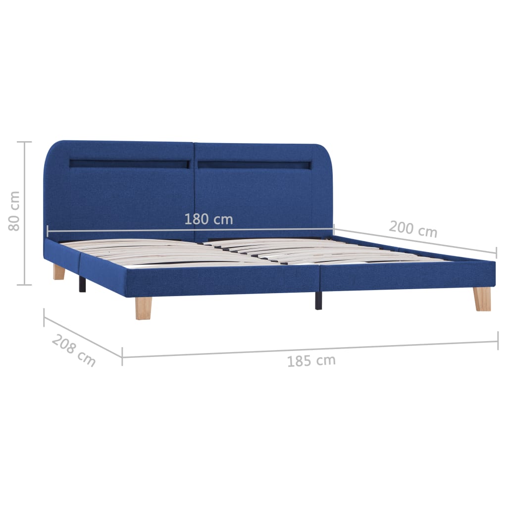 Cadre de lit avec LED Bleu Tissu 180 x 200 cm