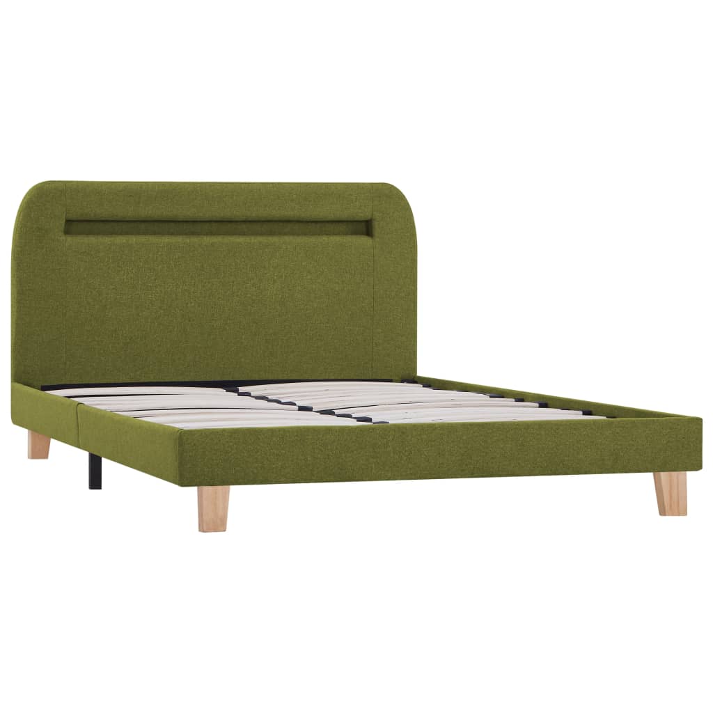 Cadre de lit avec LED Vert Tissu 120 x 200 cm
