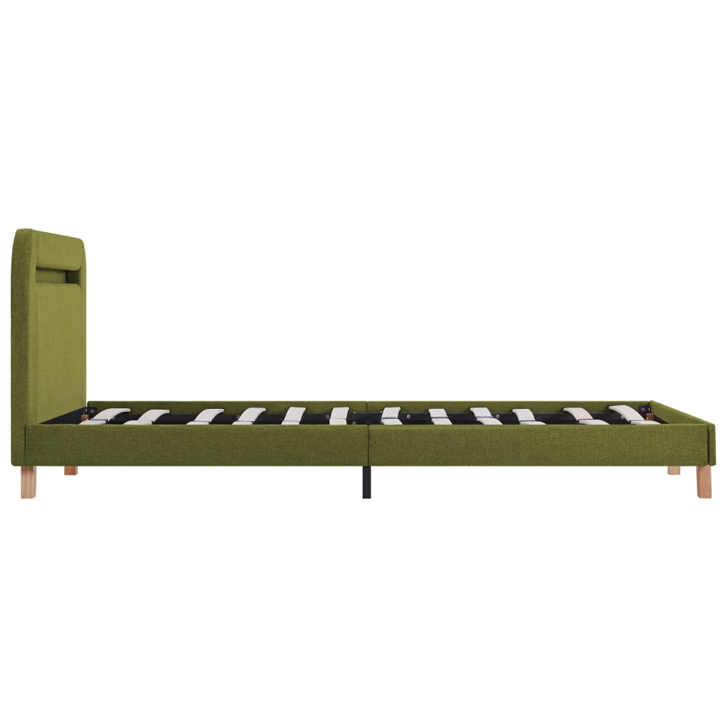 Cadre de lit avec LED Vert Tissu 120 x 200 cm
