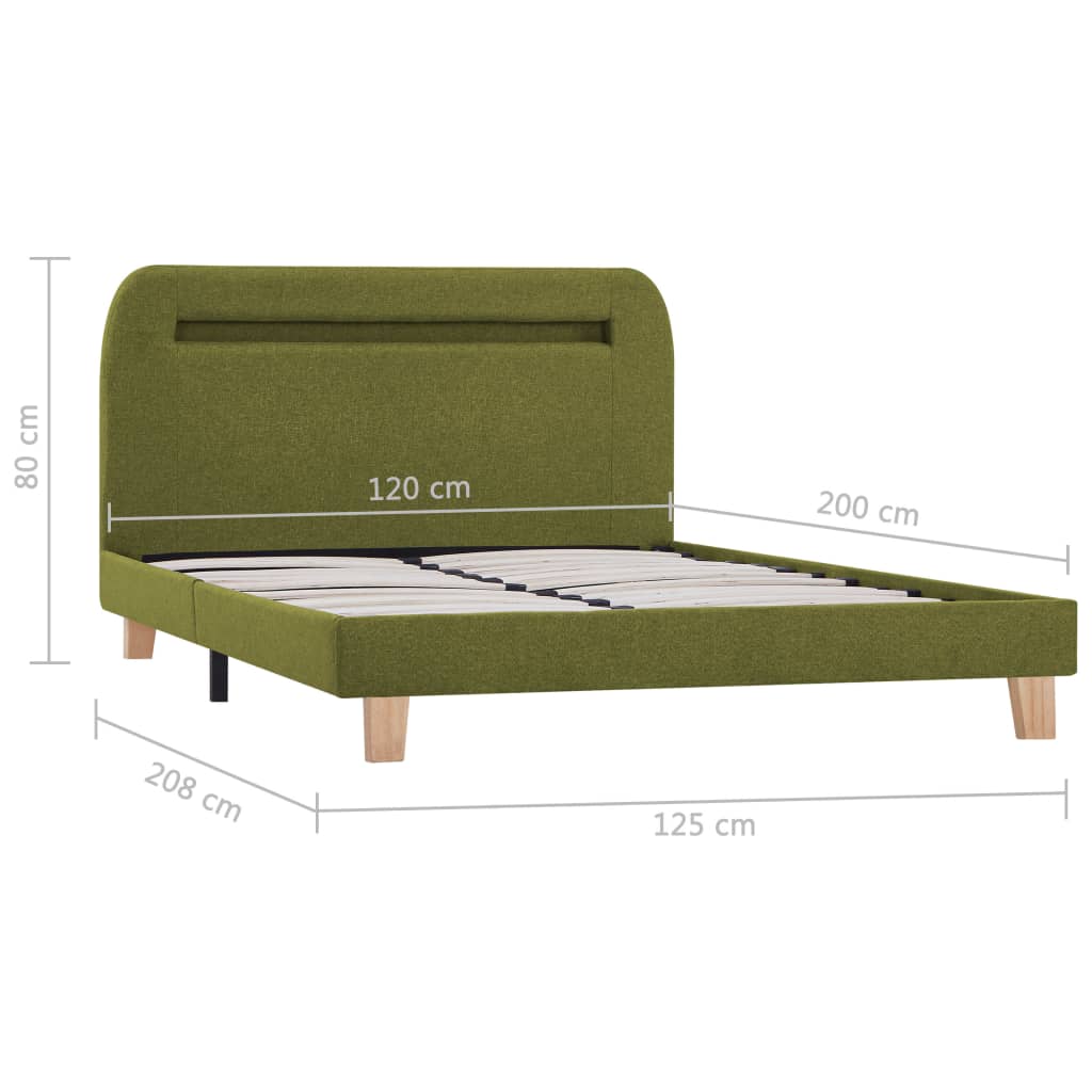 Cadre de lit avec LED Vert Tissu 120 x 200 cm