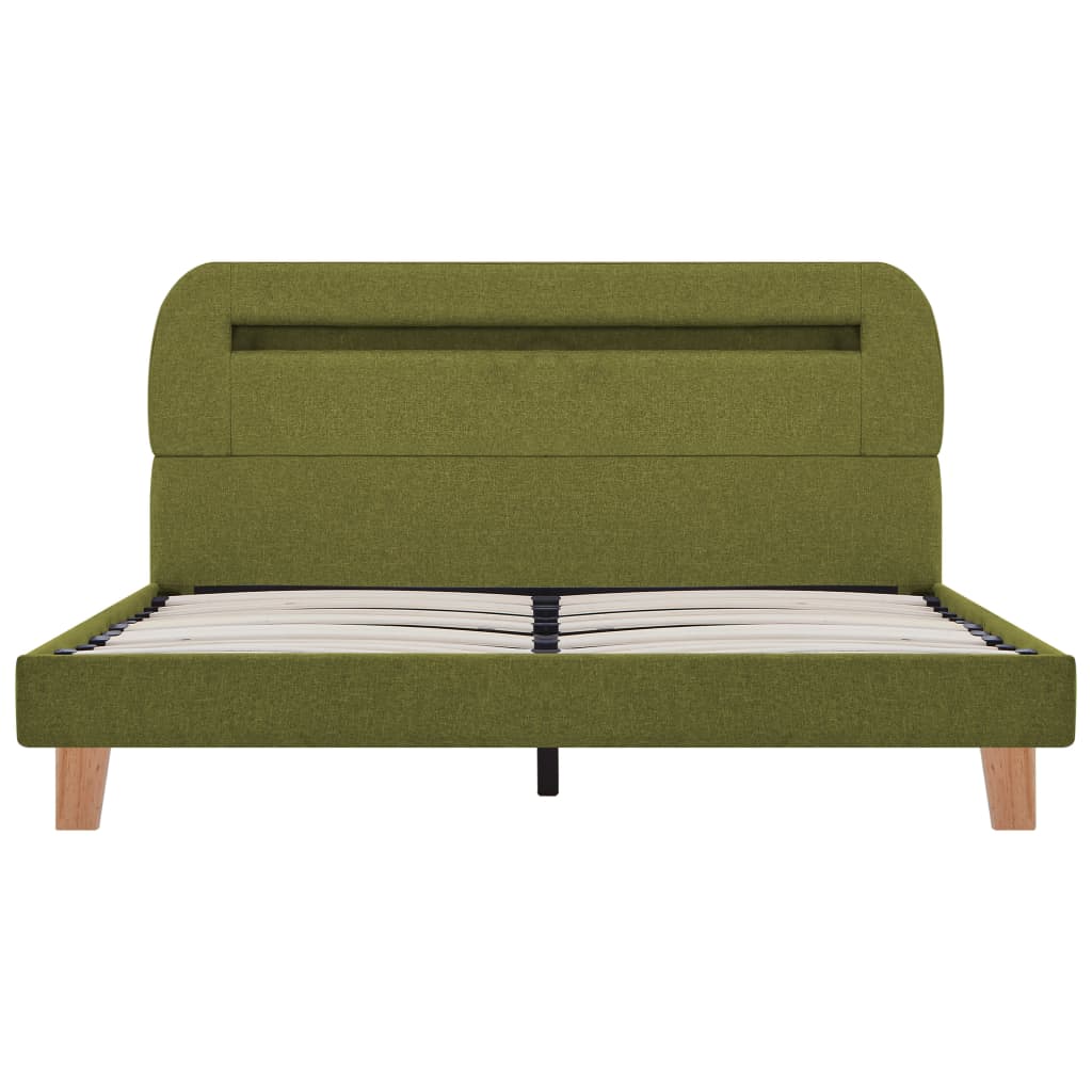 Cadre de lit avec LED Vert Tissu 140 x 200 cm