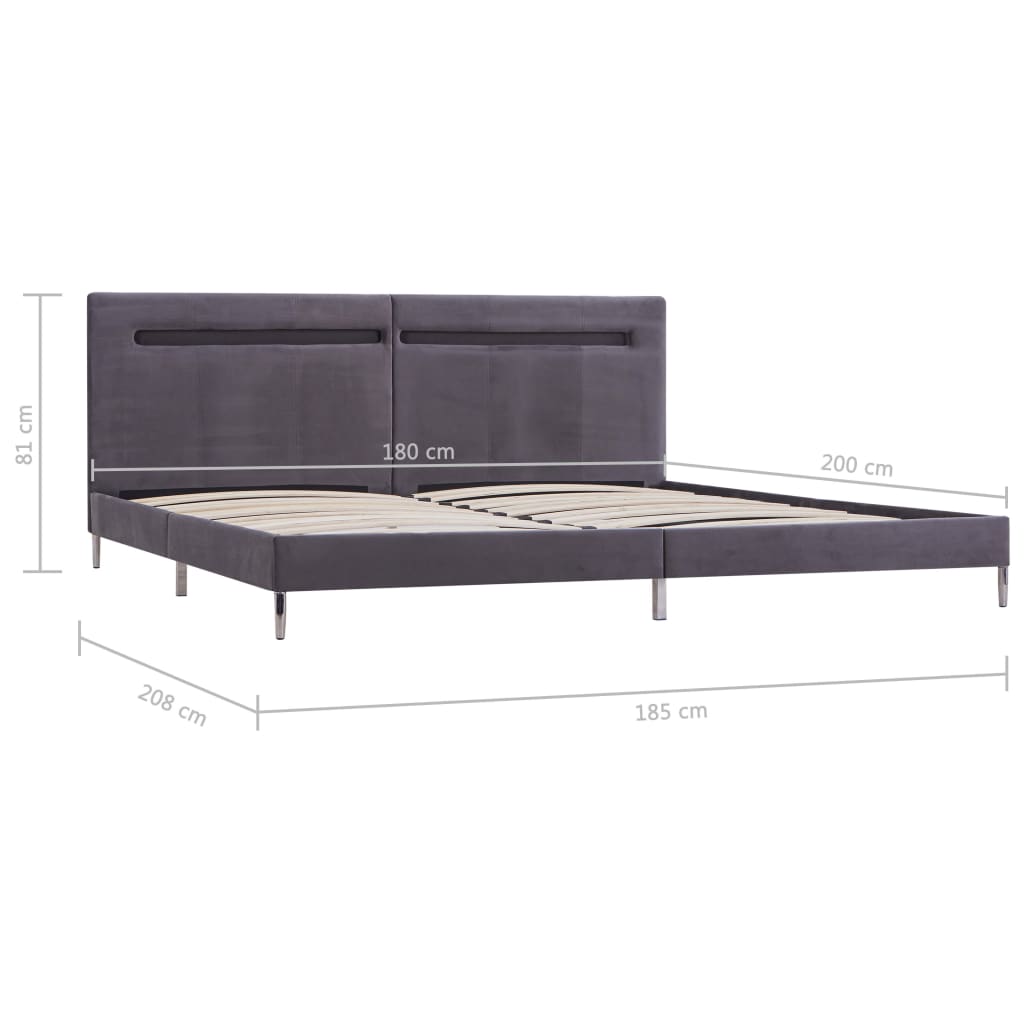 Cadre de lit avec LED Gris Tissu 180 x 200 cm
