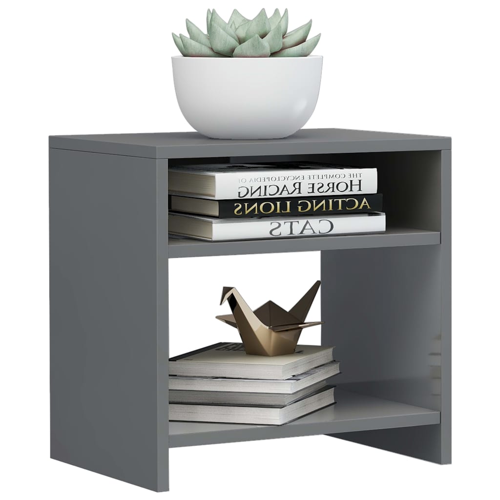 2 pcs Tables de chevet Gris brillant 40 x 30 x 40 cm Aggloméré