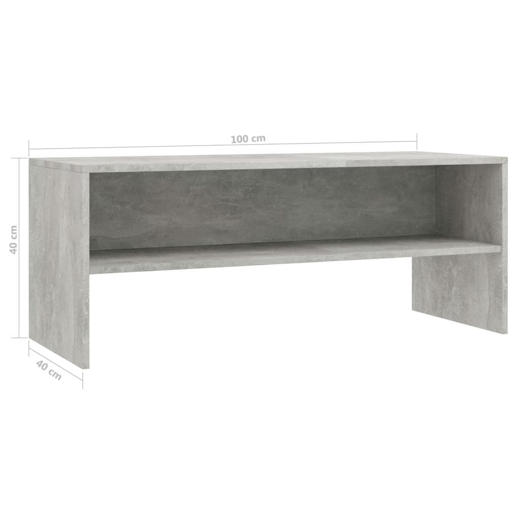 Meuble TV Gris béton 100 x 40 x 40 cm Aggloméré