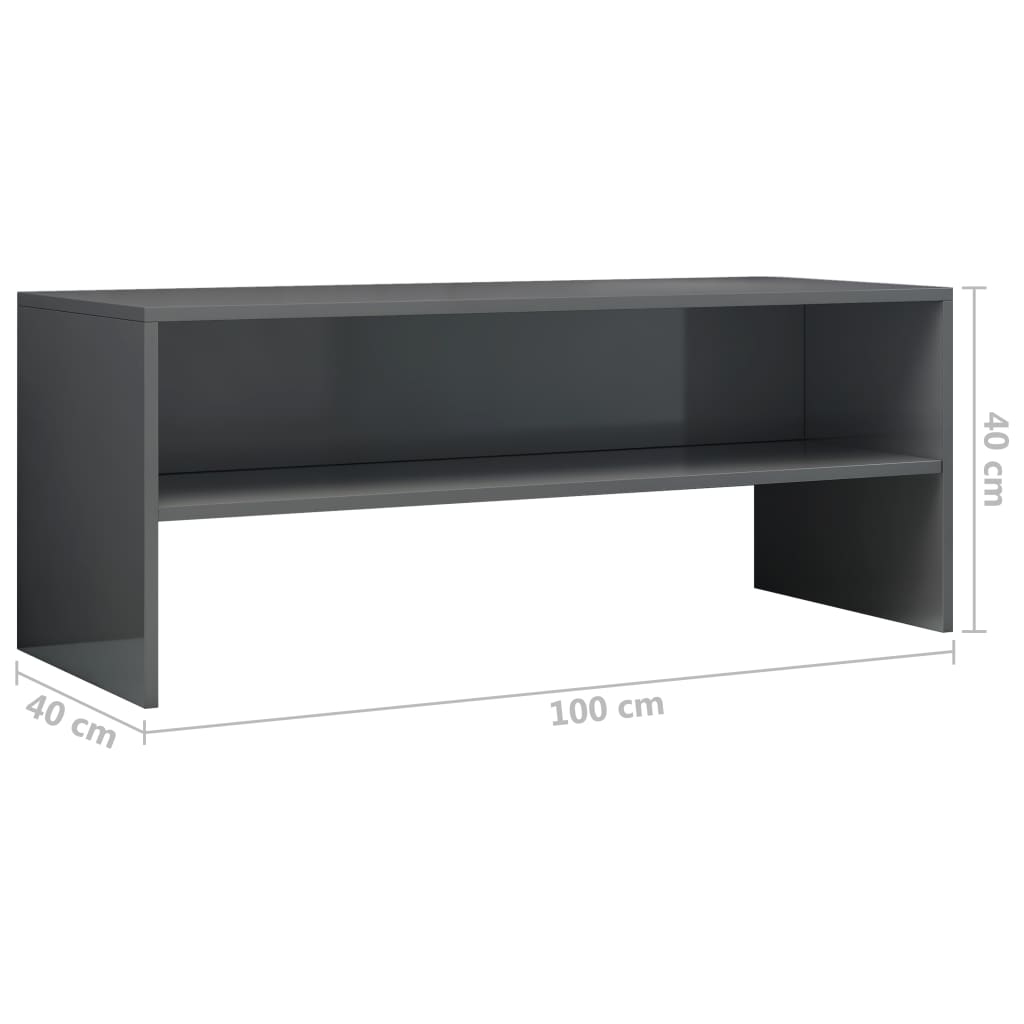 Meuble TV Gris brillant 100 x 40 x 40 cm Aggloméré