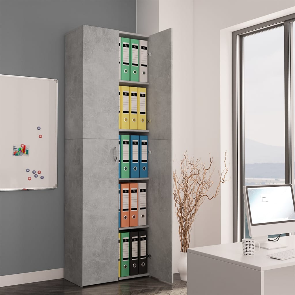 Armoire de bureau Gris cement 60x32x190 cm Aggloméré