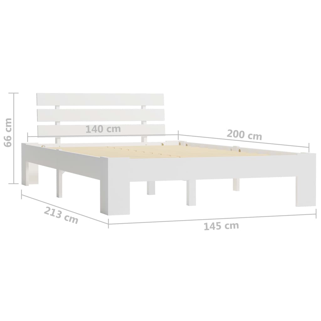 Cadre de lit Blanc Bois de pin massif 140 x 200 cm