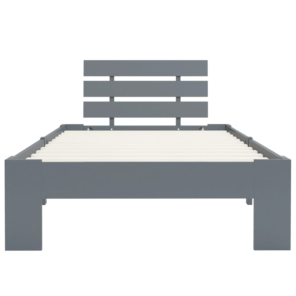 Cadre de lit Gris Bois de pin massif 90 x 200 cm