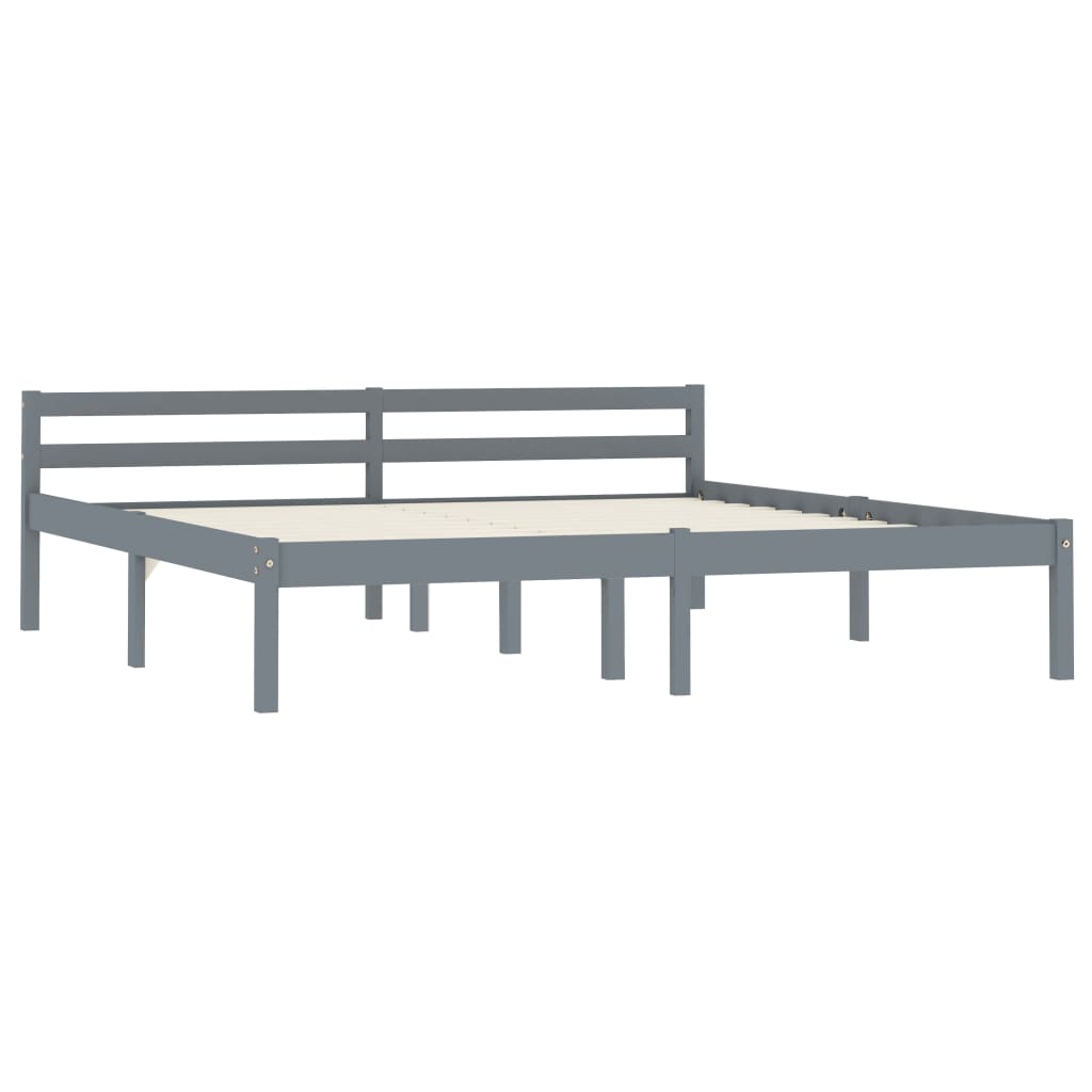 Cadre de lit Gris Bois de pin massif 160 x 200 cm