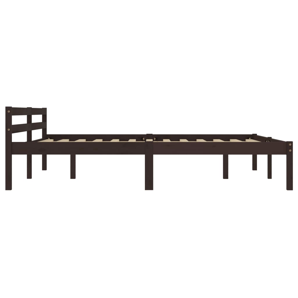Cadre de lit Marron foncé Bois de pin massif 160 x 200 cm