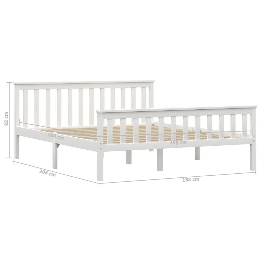 Cadre de lit Blanc Bois de pin massif 160 x 200 cm