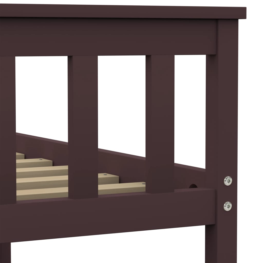 Cadre de lit Marron foncé Bois de pin massif 120 x 200 cm