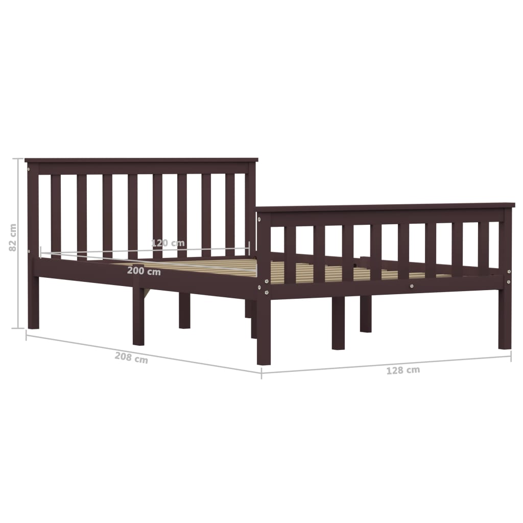 Cadre de lit Marron foncé Bois de pin massif 120 x 200 cm