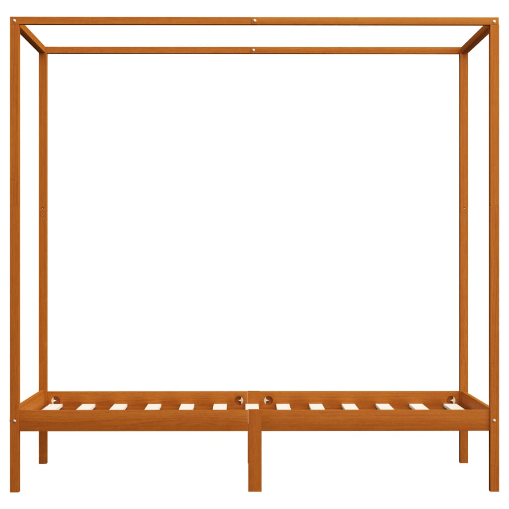 Cadre de lit à baldaquin Marron miel Pin massif 90x200 cm