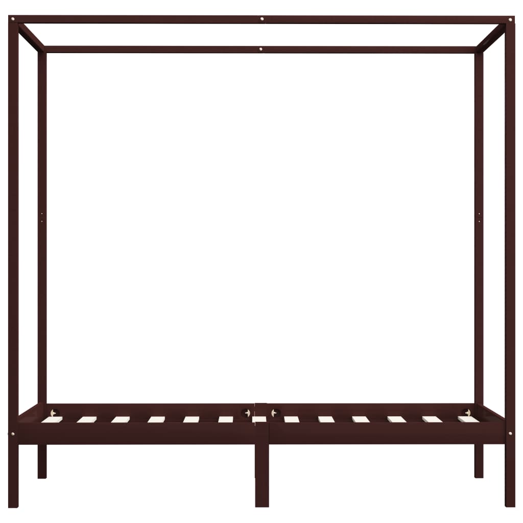 Cadre de lit à baldaquin Marron foncé Pin massif 100 x 200 cm