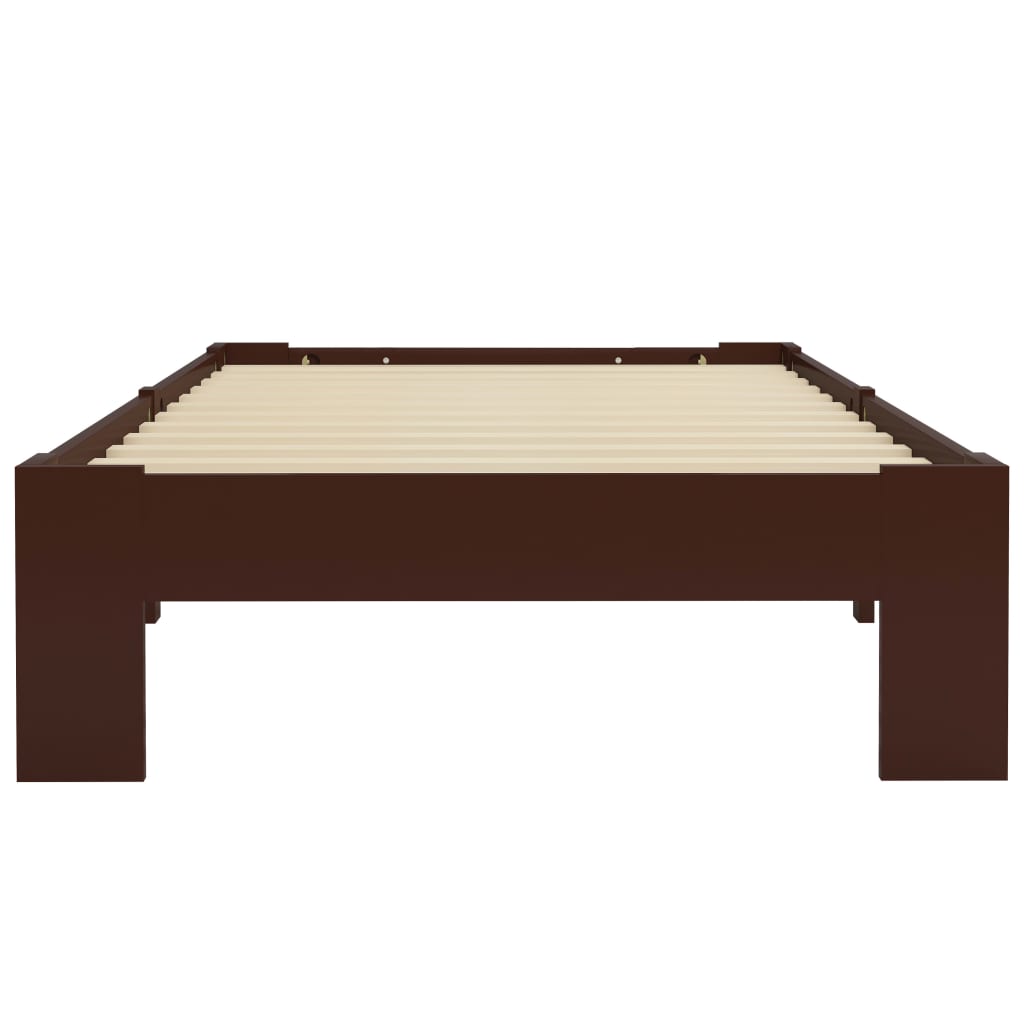Cadre de lit Marron foncé Bois de pin massif 90 x 200 cm