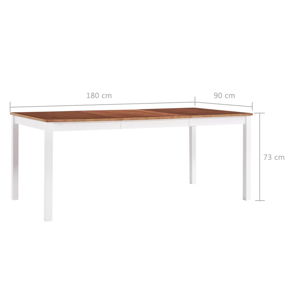 Table de salle à manger Blanc et marron 180 x 90 x 73 cm Pin
