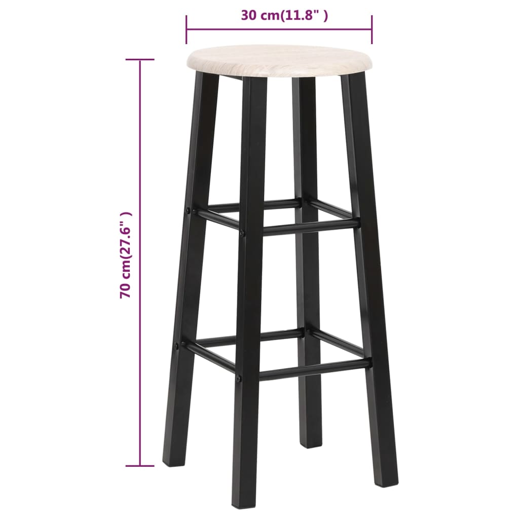 Tabourets de bar 2 pcs Noir MDF
