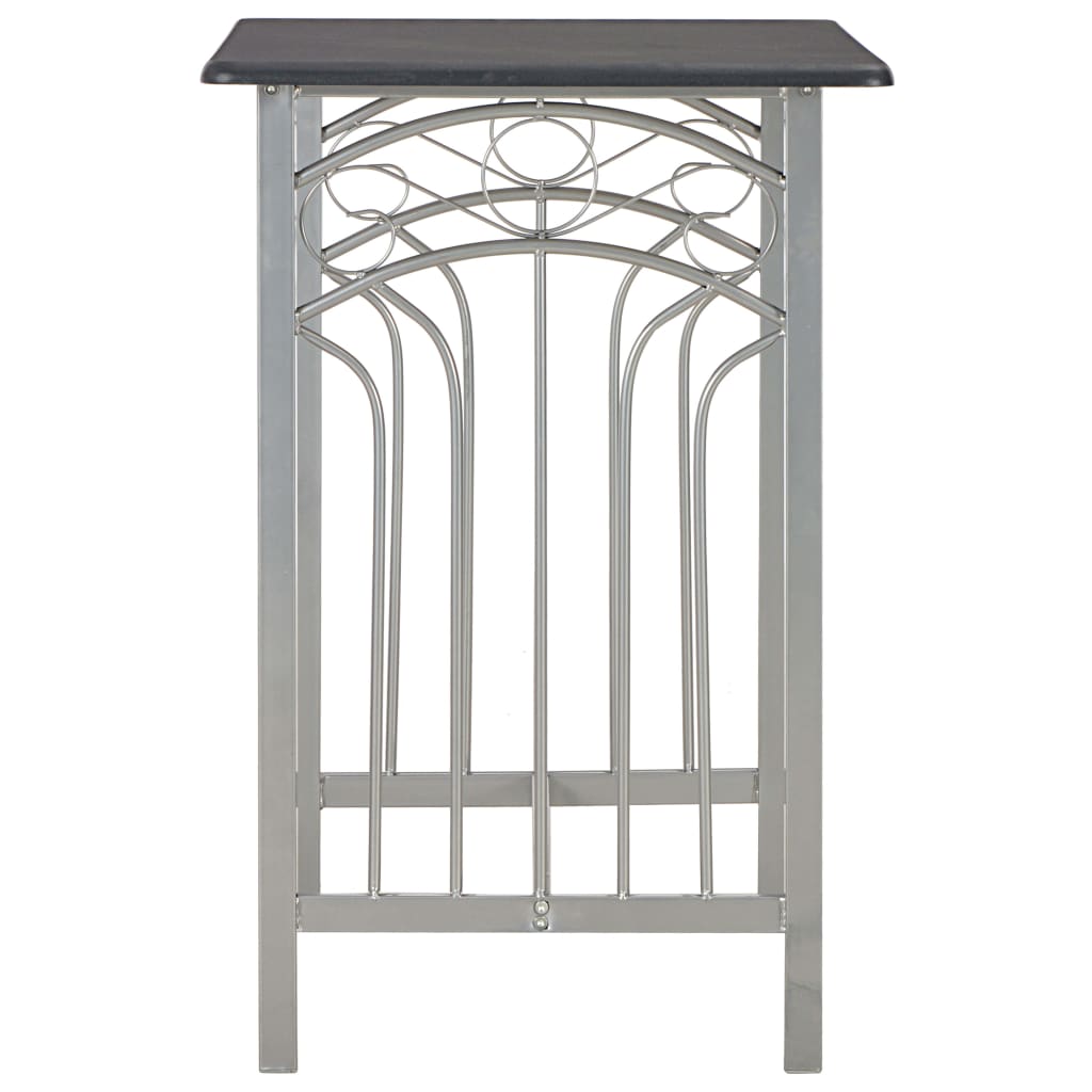 Ensemble de bar 3 pcs Bois et acier Noir