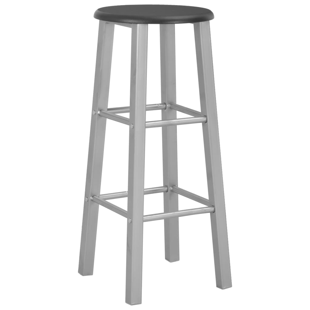 Ensemble de bar 3 pcs Bois et acier Noir
