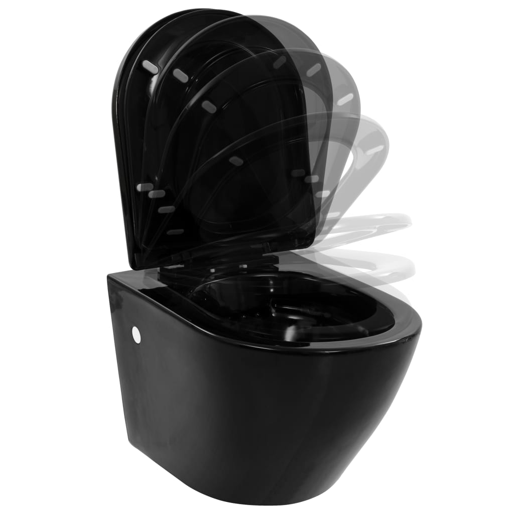Toilette suspendue au mur sans rebord Céramique Noir
