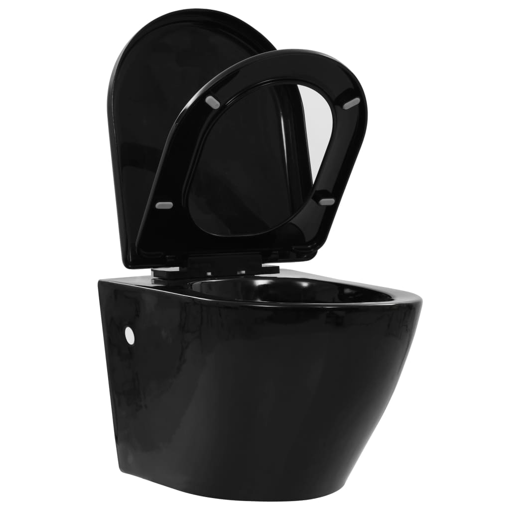 Toilette suspendue au mur sans rebord Céramique Noir