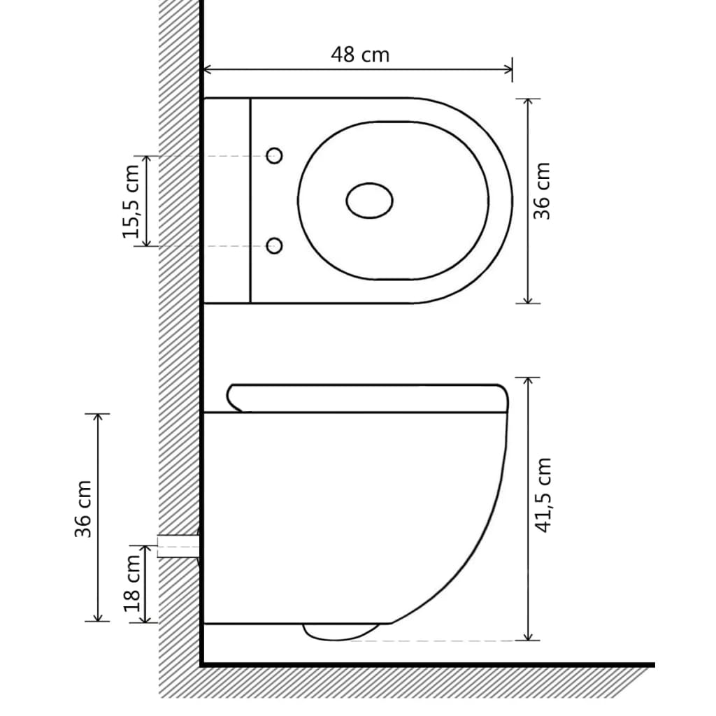 Toilette suspendue au mur sans rebord Céramique Noir