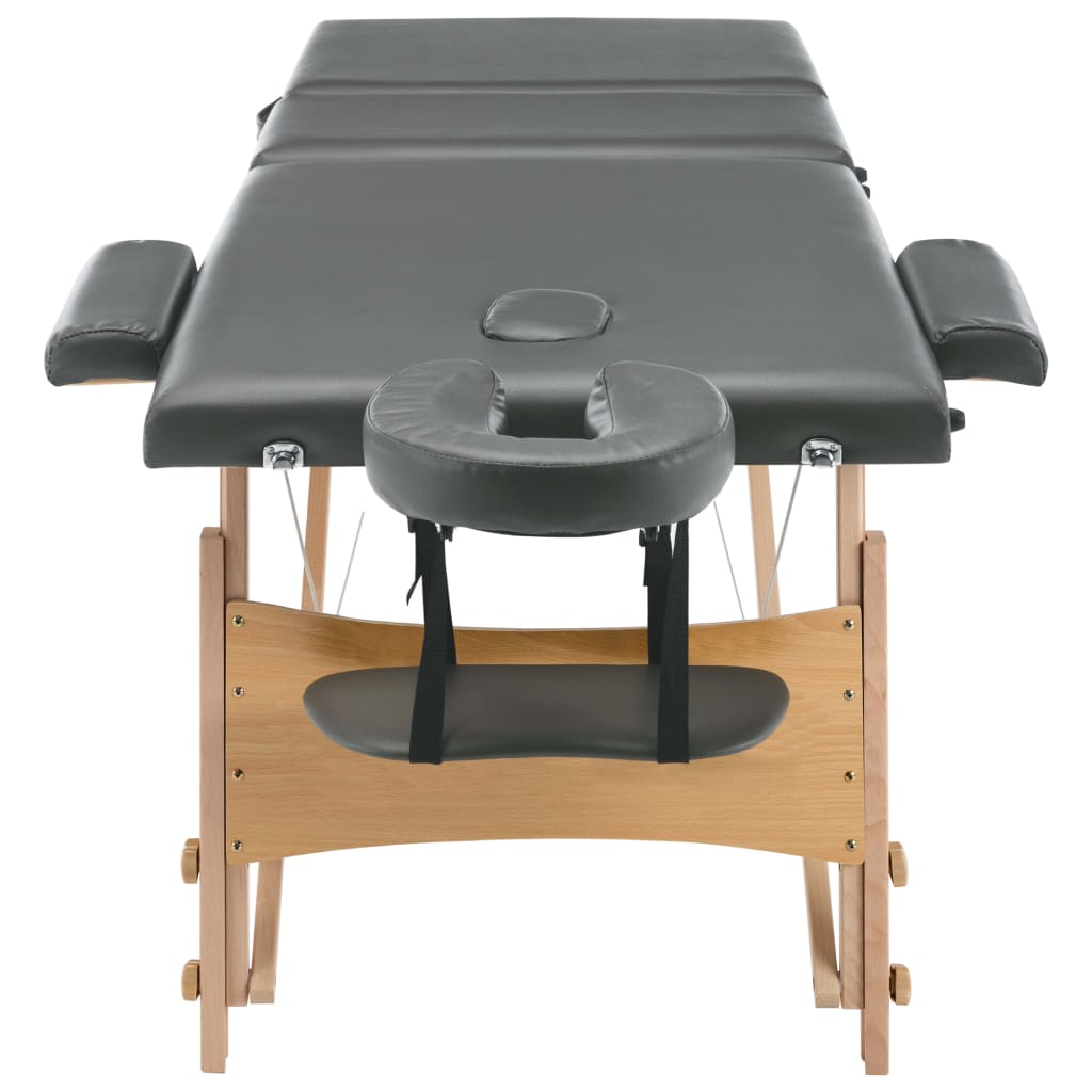 Table de massage avec 3 zones Cadre en bois Anthracite 186x68cm