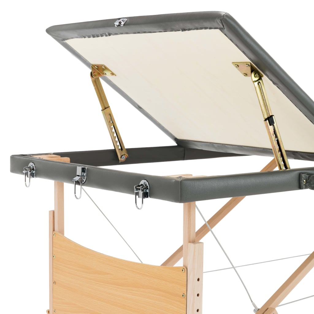 Table de massage avec 3 zones Cadre en bois Anthracite 186x68cm